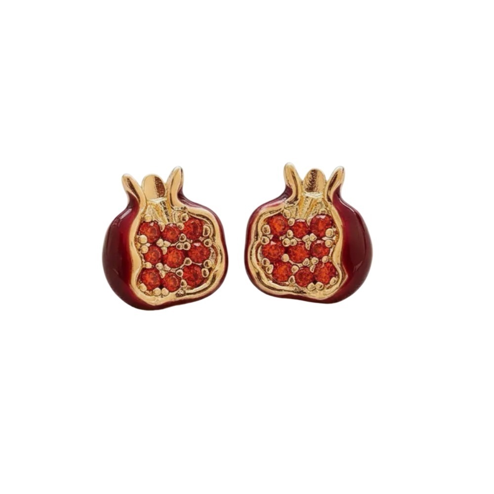 Pomegranate Garnet Micro Pave Stud Earrings (1216)
